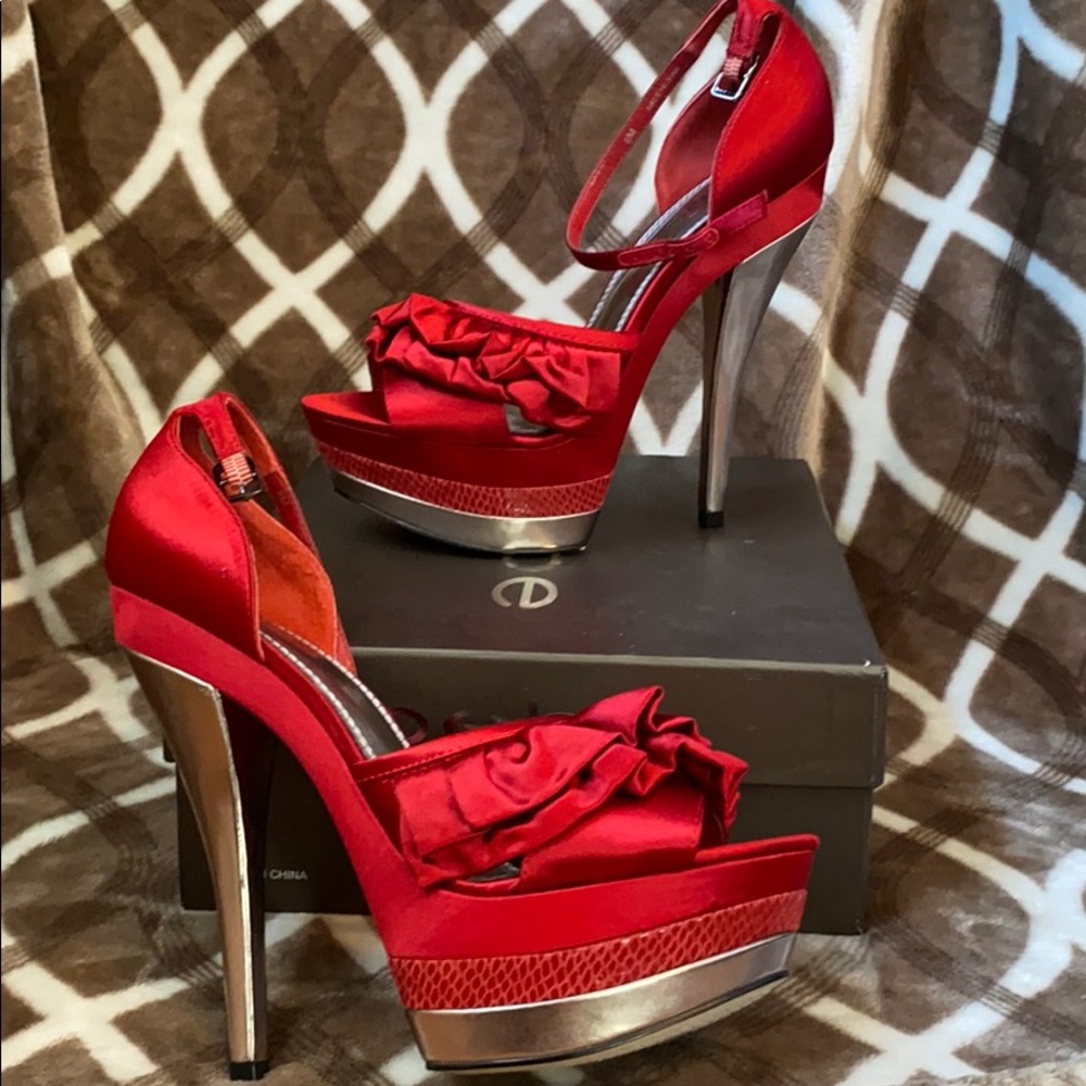 Bebe red high heels size 8